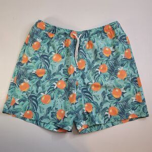 Magellan Fish Gear Swim Trunks L Oranges Turquoise Tropical Print